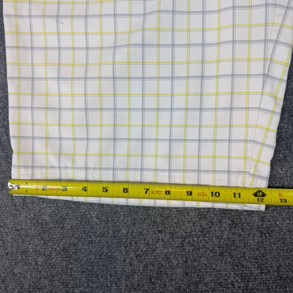 Nike Golf Mens 36 Plaid Shorts White Grey Yellow Performance Stretch